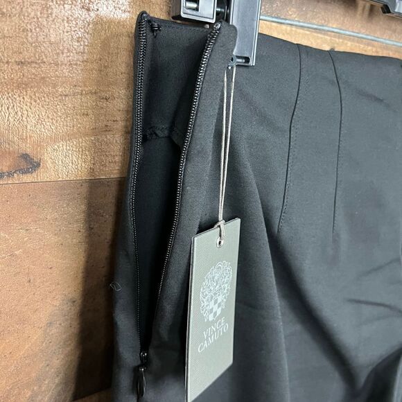 Vince Camuto Trouser Pants Satiny Black Side Zipper Ankle Slits Stretch Women 8 - Picture 7 of 13